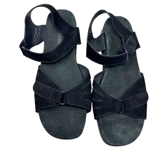 Rockport Black suede low sandals size 10W 10 Wide adjustable straps - Picture 2 of 11